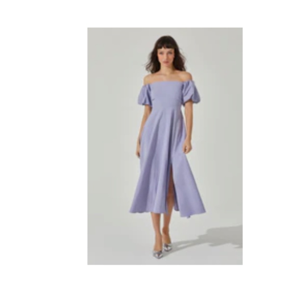 ASTR the Label Off Shoulder Puff Sleeve Midi Dress - Picture 1 of 6